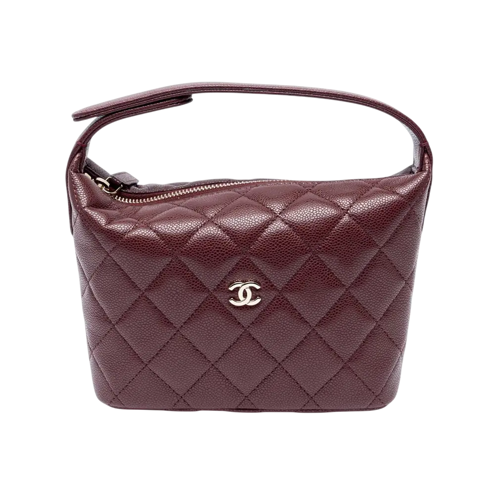 Chanel Quilted Hobo Clutch Bag - Burgundy