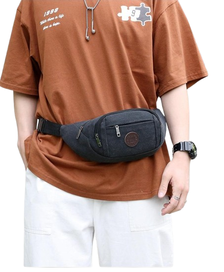 Unisex Black Crossbody Waist Bag