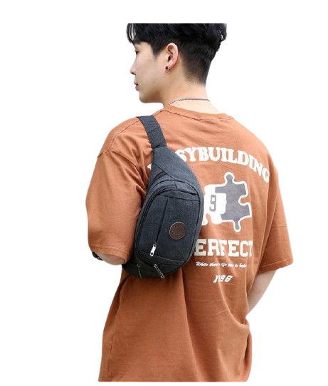 Unisex Black Crossbody Waist Bag