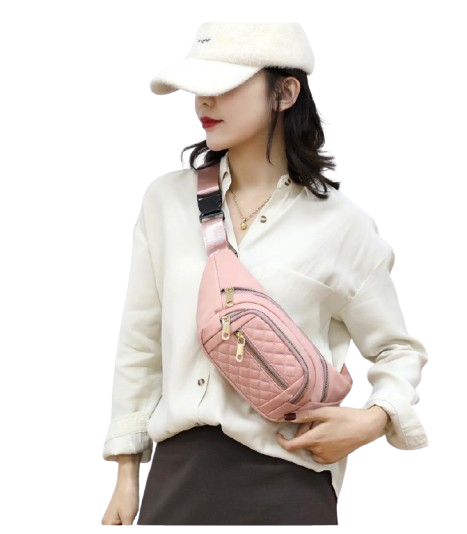 Women’s Quilted Pink Waist Bag