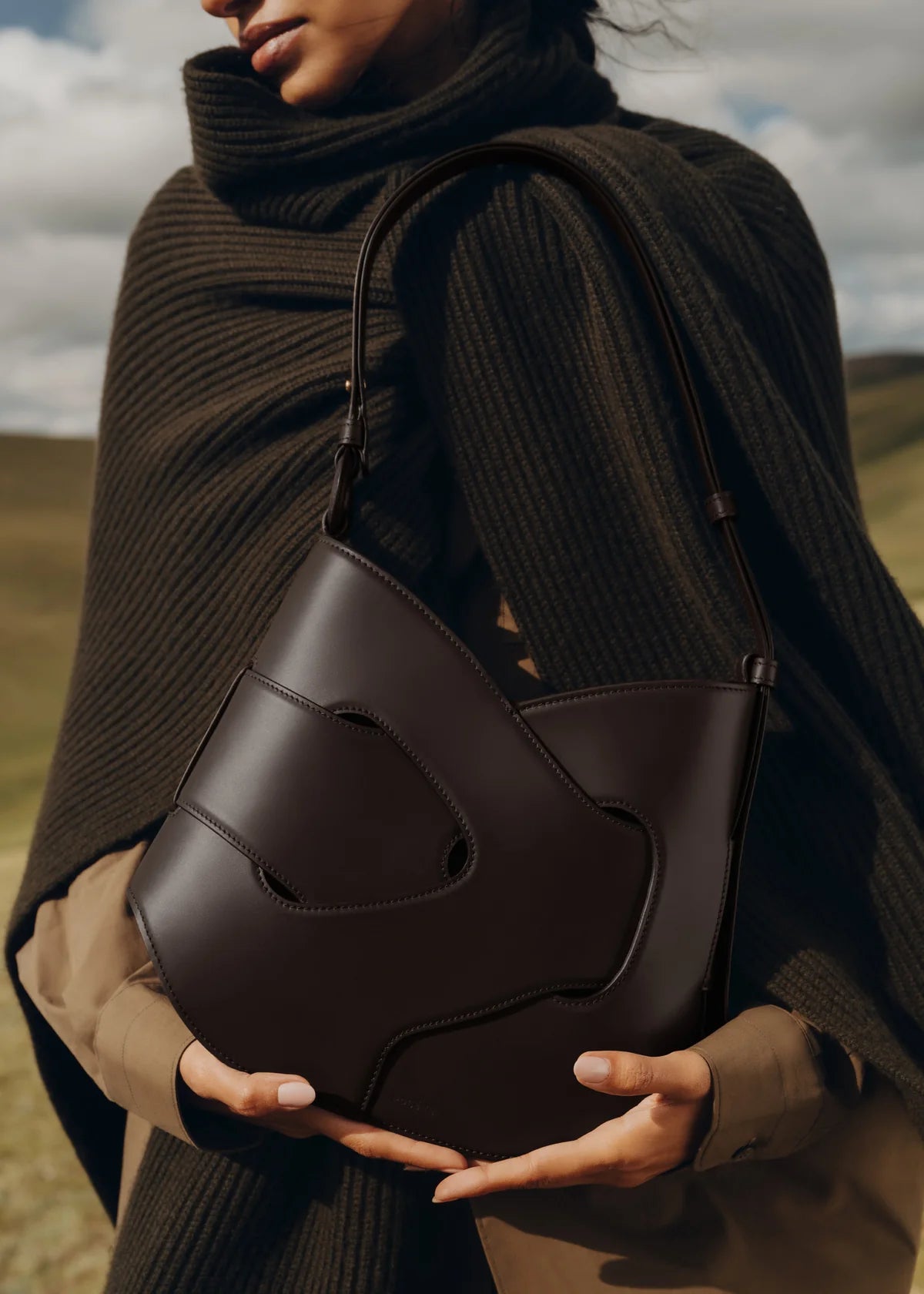 Polène Nodde Hobo bag - Dark Brown