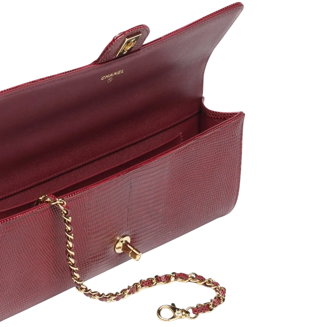 Chanel Long Top Handle Clutch - Burgundy