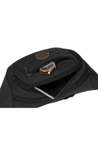 Unisex Black Crossbody Waist Bag