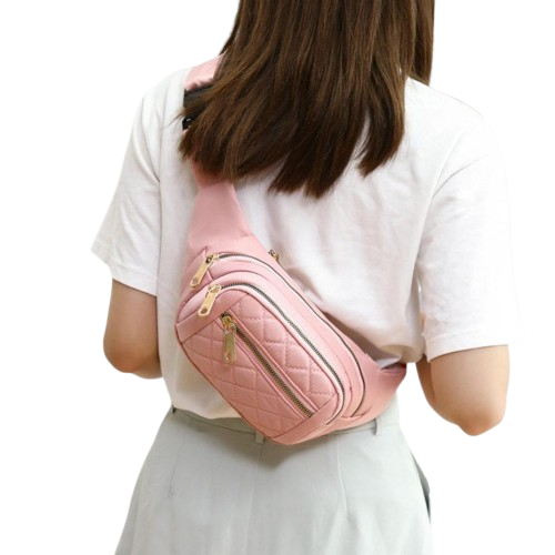 Women’s Quilted Pink Waist Bag