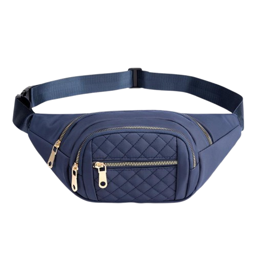 Unisex Quilted Navy Blue Waist Bag