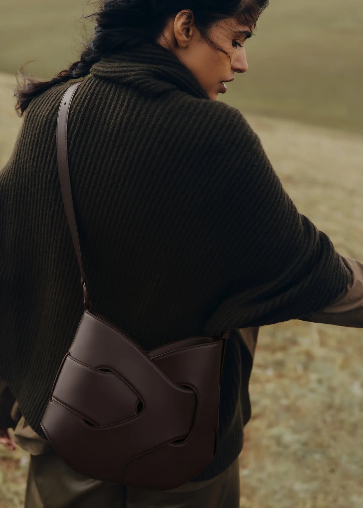 Polène Nodde Hobo bag - Dark Brown