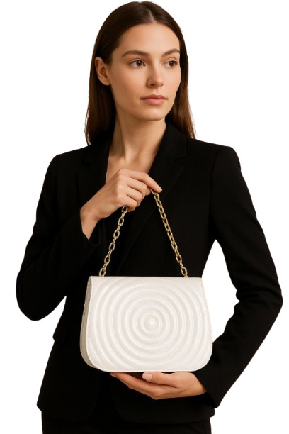 Elegant White Leather Shoulder Bag