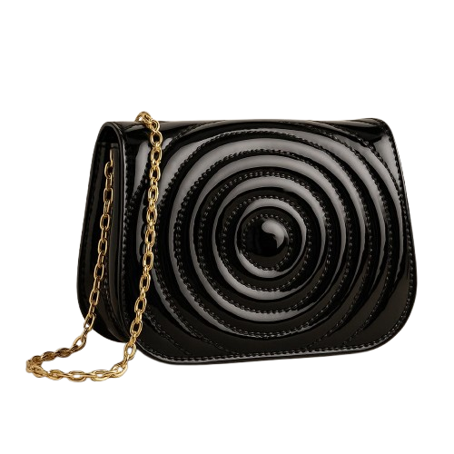 Elegant Black Patent Leather Shoulder Bag