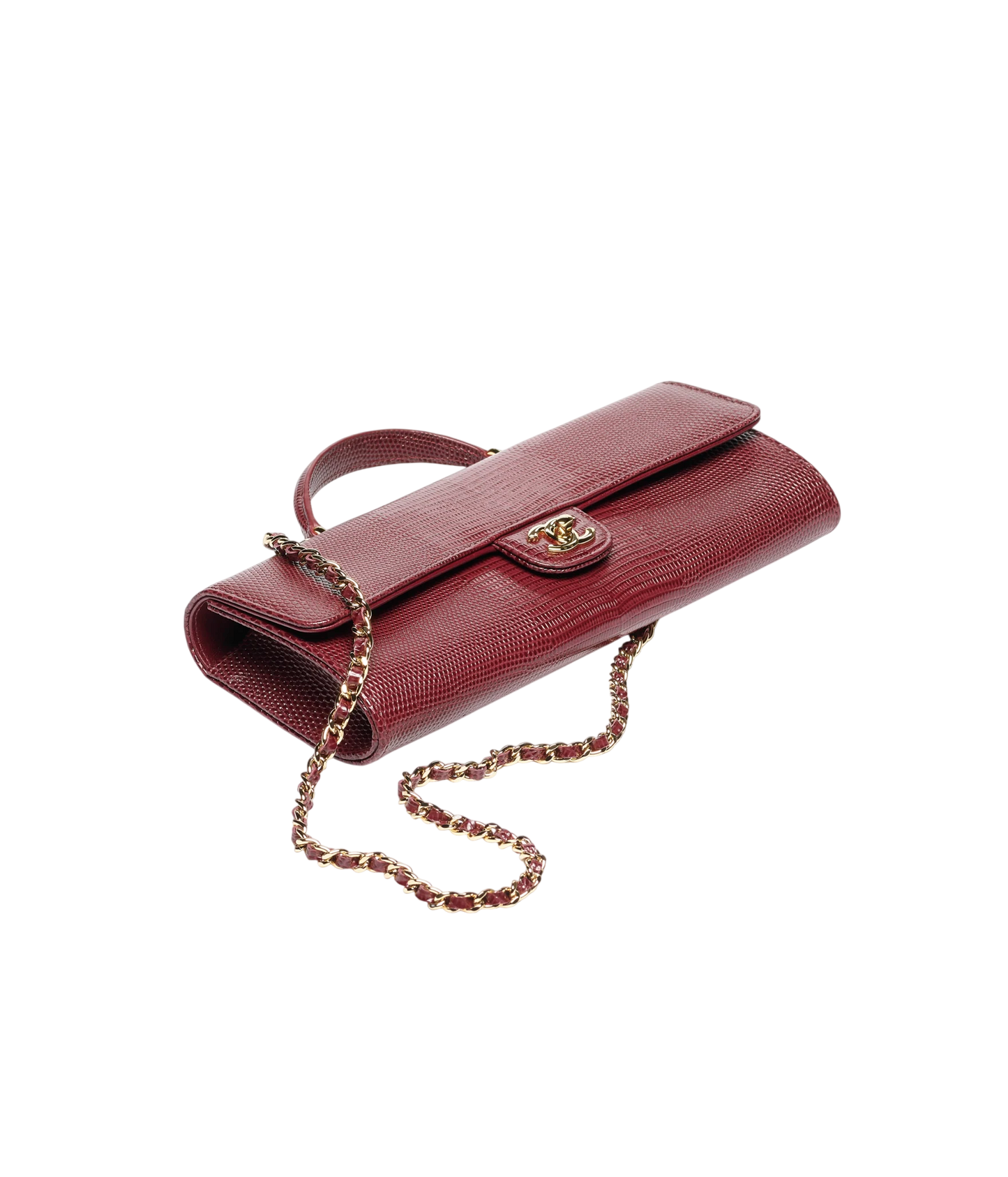 Chanel Long Top Handle Clutch - Burgundy