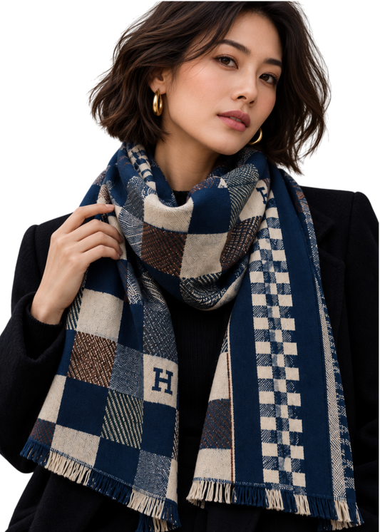 Hermes Block Scarf - Navy