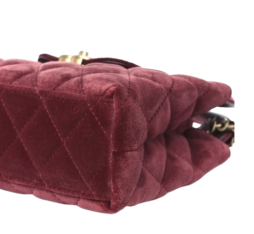 Chanel Velvet mini top handle bag - Burgundy