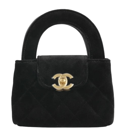 Chanel Velvet Quilted Nano Kelly - Black
