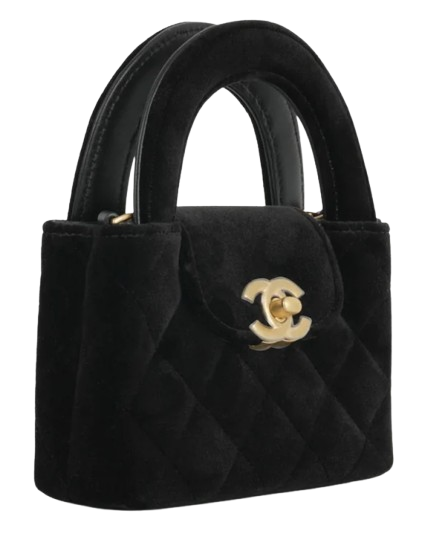 Chanel Velvet Quilted Nano Kelly - Black