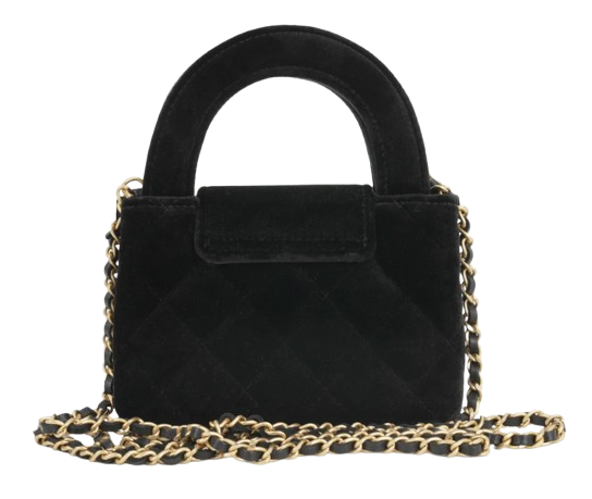 Chanel Velvet Quilted Nano Kelly - Black