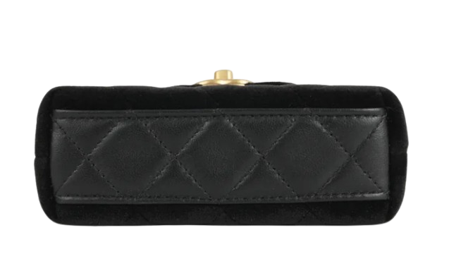 Chanel Velvet Quilted Nano Kelly - Black