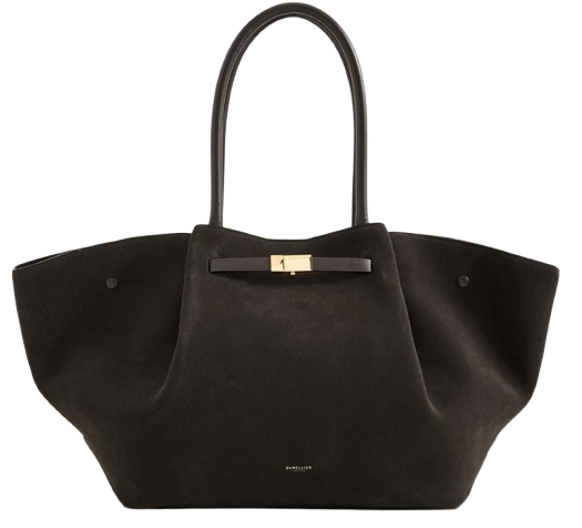 DeMellier Midi New York Tote Bag — Black Suede