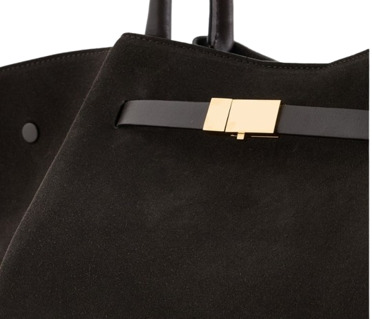 DeMellier Midi New York Tote Bag — Black Suede