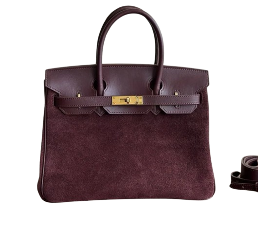 Hermès Birkin Suede Leather Handbag - Burgundy