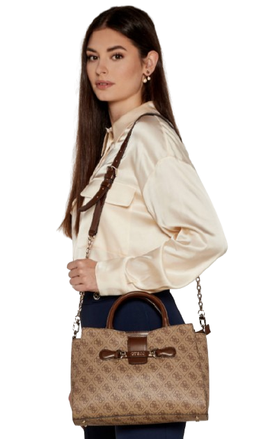 Guess Nolana Girlfriend Satchel - Latte logo/Brown