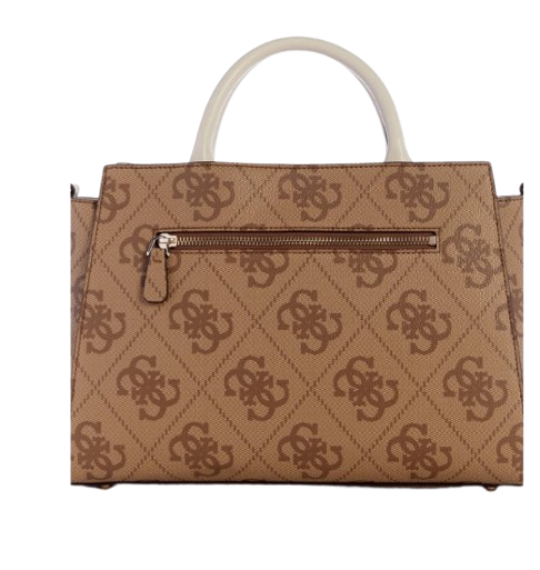 Guess Nolana Girlfriend Satchel - Latte Logo/White