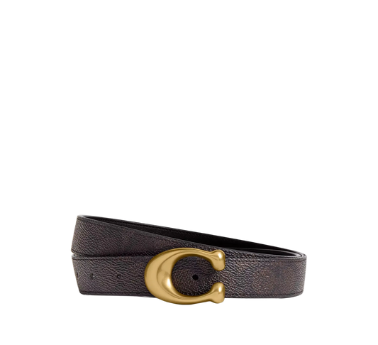 Coach Sculpted C Buckle Reversible Belt - Black