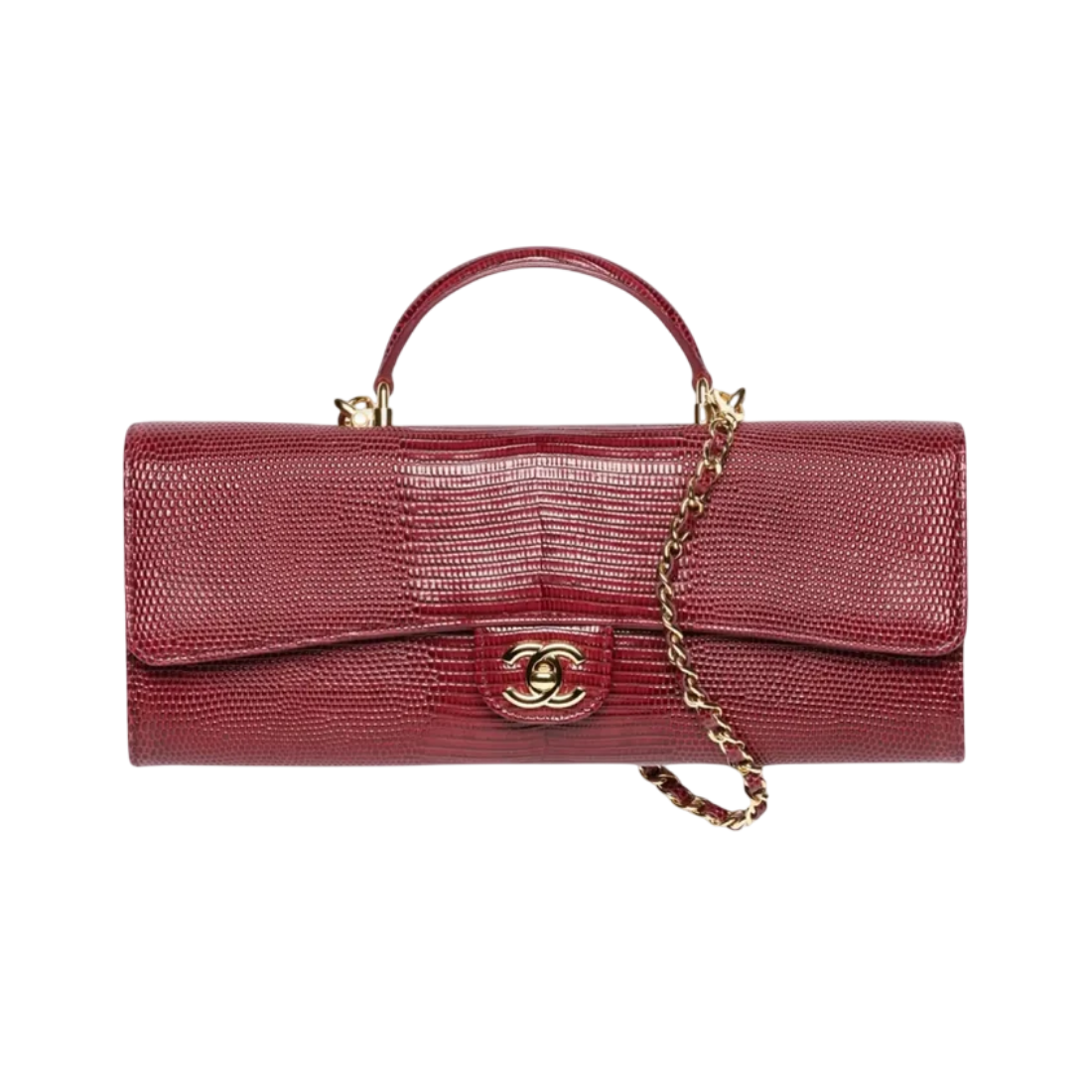 Chanel Long Top Handle Clutch - Burgundy