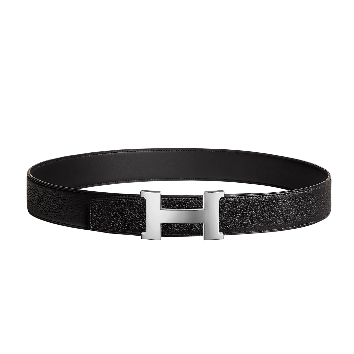 Hermès Leather H Belt [32mm] - Silver/Black