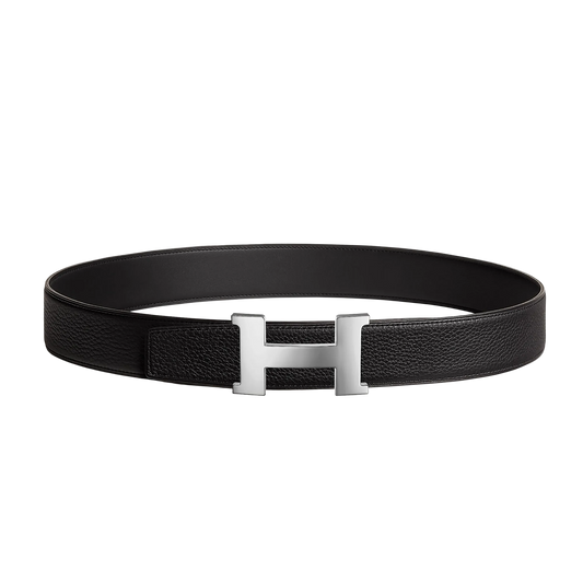 Hermès Leather H Belt [32mm] - Silver/Black