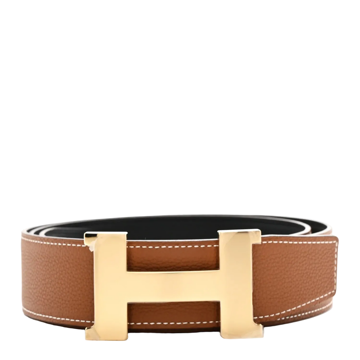 Hermès Leather H Belt - Gold/Brown