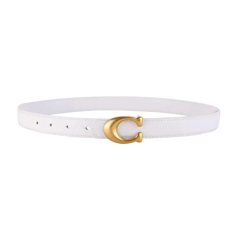 Coach Sculpted C Buckle Belt - White