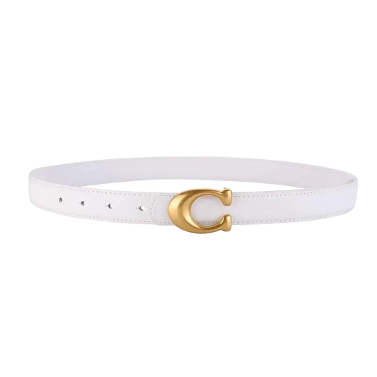 Coach Sculpted C Buckle Belt - White