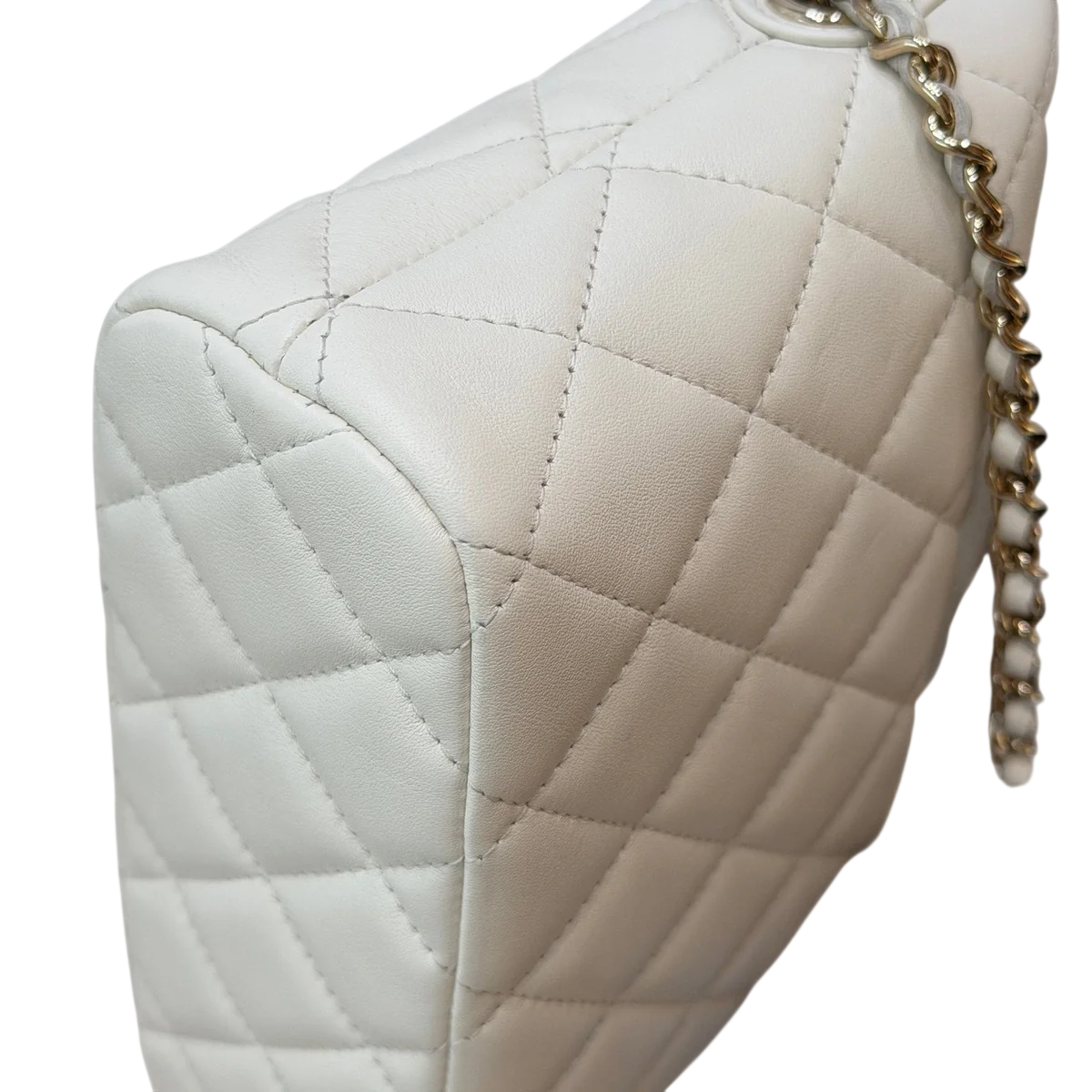 Chanel Quilted Hobo Clutch Bag - White